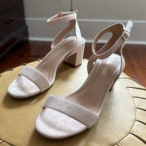 Suede Open Toe Ankle Strap Low Block Chunky Heels Sandals